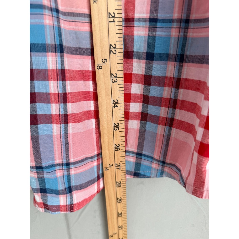 Wrangler Western Plaid Pearl Snap Down Shirt Women M Pink Blue Americana Cowgirl - Picture 7 of 7